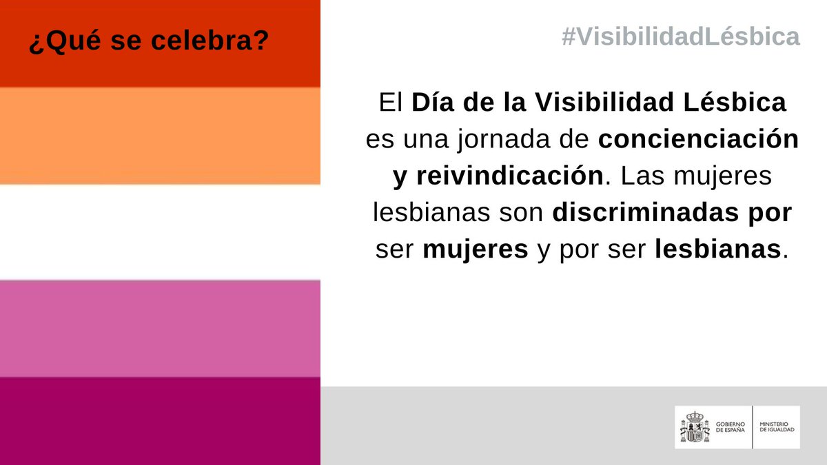 👭Hoy, 26 de abril, se celebra el Día de la #VisibilidadLésbica 🧵 👉Se trata de poner el foco en una realidad que ha sido invisibilizada tradicionalmente, enmascarando las relaciones sexoafectivas entre mujeres, disfrazándolas, condenándolas al ámbito privado, al ostracismo.