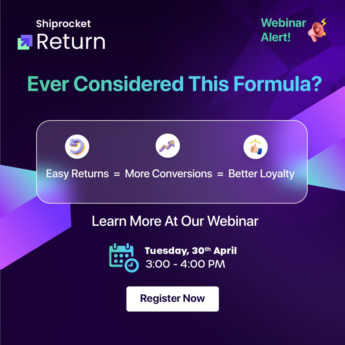 Unlock the winning formula for streamlining your returns process and standing out from the competition! 🌟 Save your spot for our upcoming webinar to learn more: lnkd.in/gjxskdnG #successformula #increaseconversions #easyreturns #shipping #ecommerce #ecommerceformula