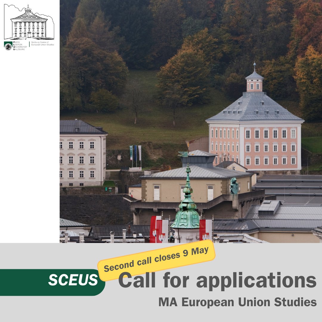 Our master’s programme in European Union Studies is accepting applications until Thursday, 9 May! Explore politics, economics, and law of the EU in our English-taught interdisciplinary programme, open to all bachelor's degree holders. For further details: plus.ac.at/salzburg-centr…