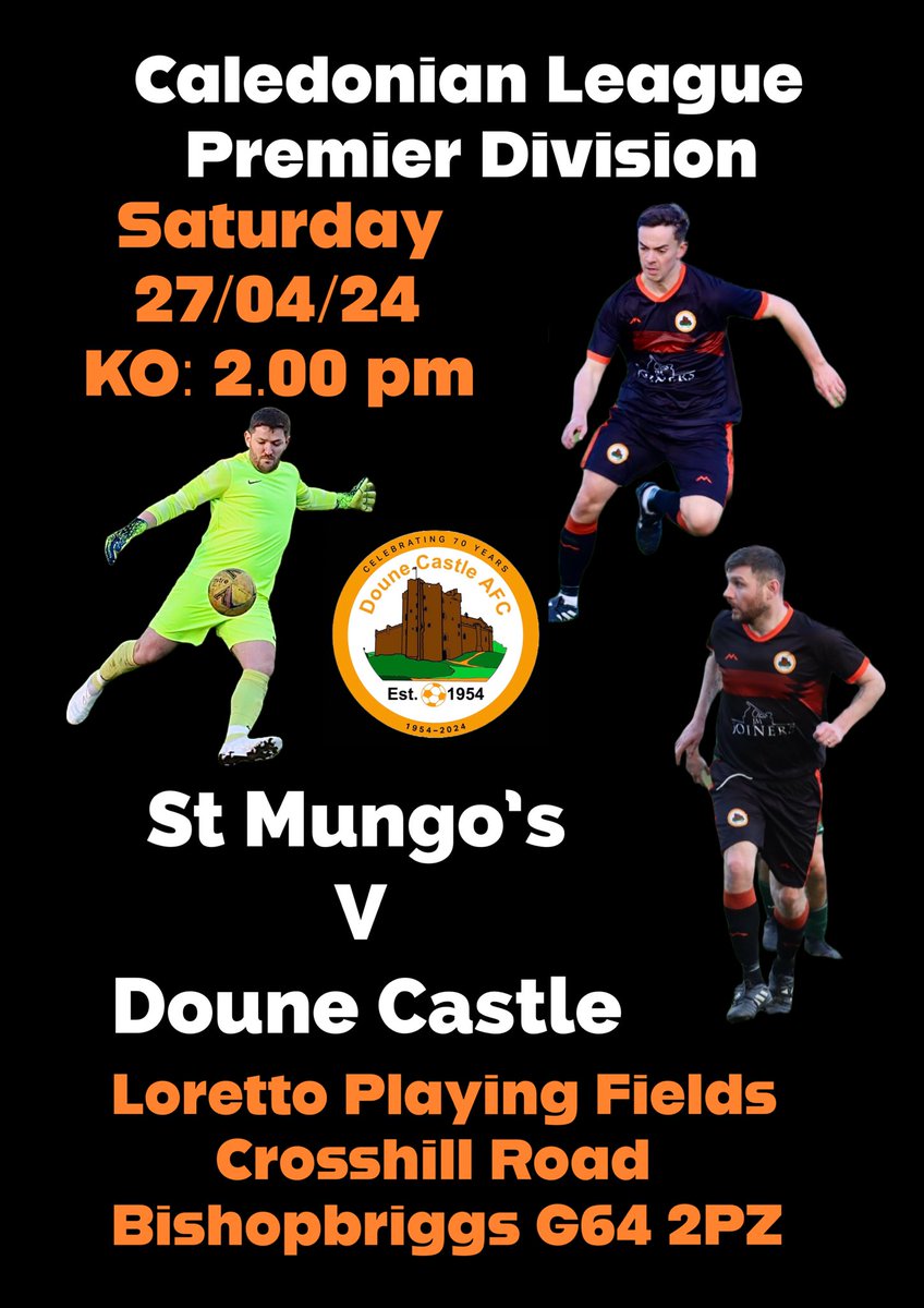 Tomorrow we face St Mungo’s at Loretto in the Premier Division. 🧡🖤🏰🖤🧡 @ScotAmFA @DreweryEmma @Normansalmoni @Joinery71 @sportstherapysc @RGGRoofing @scotfootfixs @CaledonianAFA @OnlySportLTD1