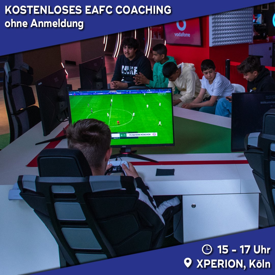 Morgen ist es wieder Zeit für das kostenlose #EAFC Coaching in der <a href="/CosmosDirekt/">CosmosDirekt</a> eFootball Arena! 🤩

Kommt zum <a href="/xperion_germany/">XPERION</a> Köln und holt euch ein paar Tipps von <a href="/SeriousFUTJoker/">FUTJoker</a>! 🔥