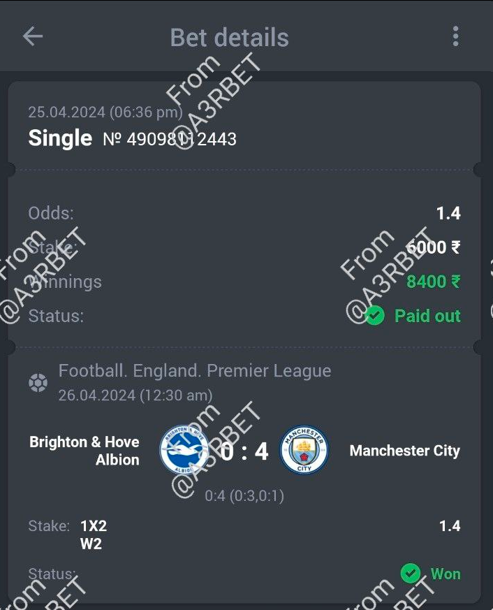 Soccer - Premier League ⚽️ Manchester City ML ✅ 🔖 1.40 💵 10 Units #GamblingTwitter #SportsBetting #TeamParieur #SportsPicks #Betting #A3RBET #FreePicks #SportsBettor #Sports #PremierLeague #EPL #PL #Football #Soccer #Matchday #ManCity #Brighton #BHAFC Like + RT