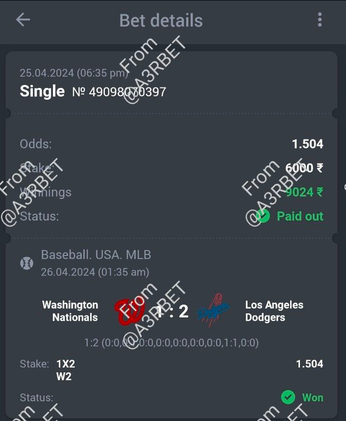 Baseball - MLB ⚾ Los Angeles Dodgers ML ✅ 🔖 1.50 💵 10 Units #GamblingTwitter #SportsBetting #TeamParieur #SportsPicks #Betting #A3RBET #FreePicks #SportsBettor #MLB #MLBPicks #MLBTwitter #Baseball #LADodgers #WashingtonNationals #Washington #Nationals #NATITUDE Like + RT