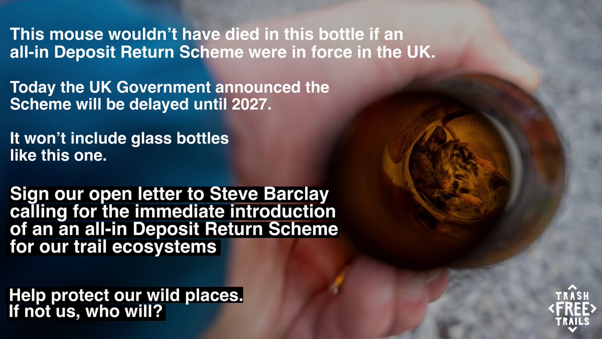 Good morning!

Have you signed our open letter to @SteveBarclay on the delay of the #DepositReturnScheme (#DRS)?

Join your voice with ours now: openletter.earth/uk-trail-commu…

#OpenLetter
#ProtectWildlife
#INC4