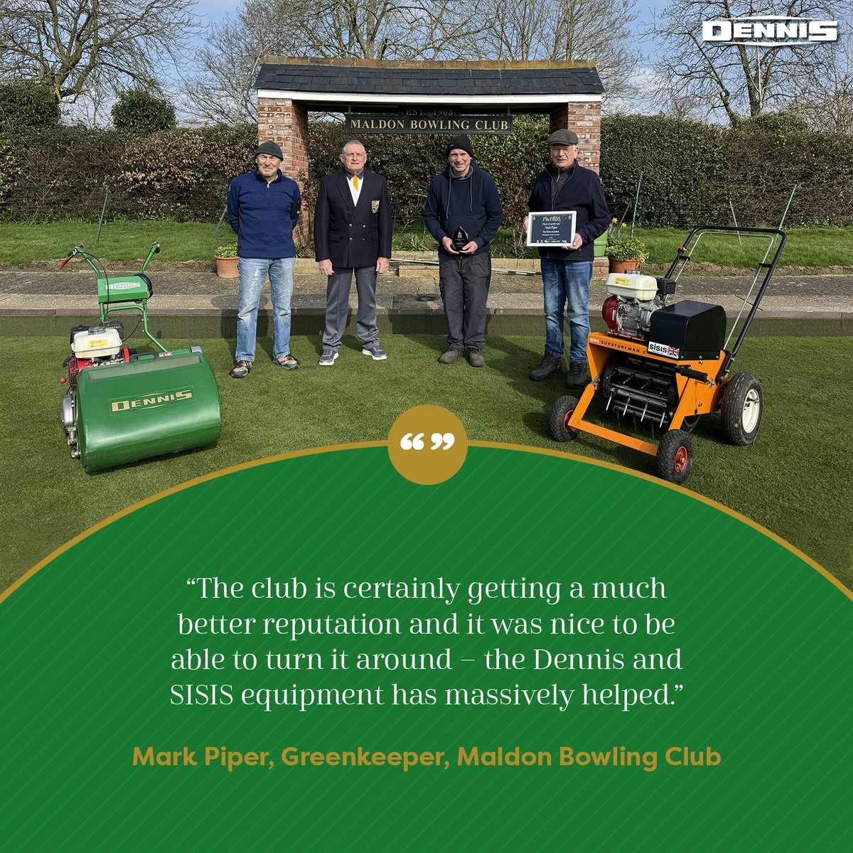 Thanks to a range of Dennis and SISIS machinery, particularly the SISIS Supaturfman and the Dennis FT510, the surface at Maldon Bowling Club has become a point of pride, earning Mark Piper the @BowlsEngland Greenkeeper of the Year Award. Read more ➡️ dennisuk.com/news/maldon-bo…