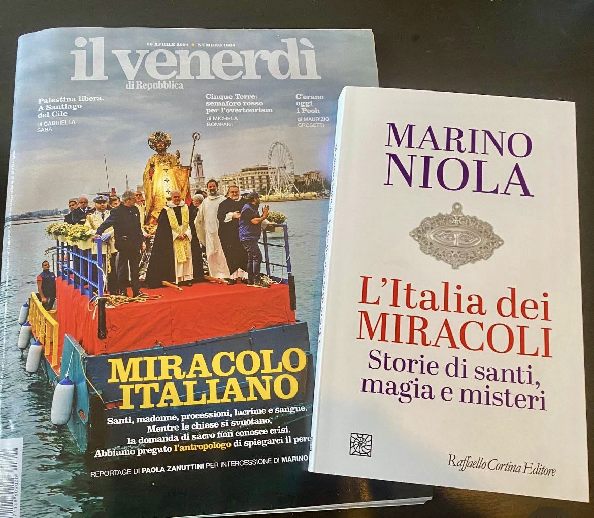 La copertina del @ilvenerdi di #Repubblica in edicola oggi dedicata a L’ITALIA DEI MIRACOLI di Marino Niola in libreria da martedì ✨ PREORDER 👉🏻 raffaellocortina.it/scheda-libro/m…