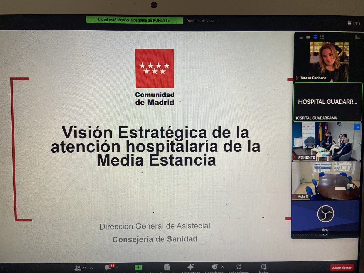 Ponencia a cargo de @mercedesnavio sobre la Visión estratégica @SaludMadrid #mediaestancia