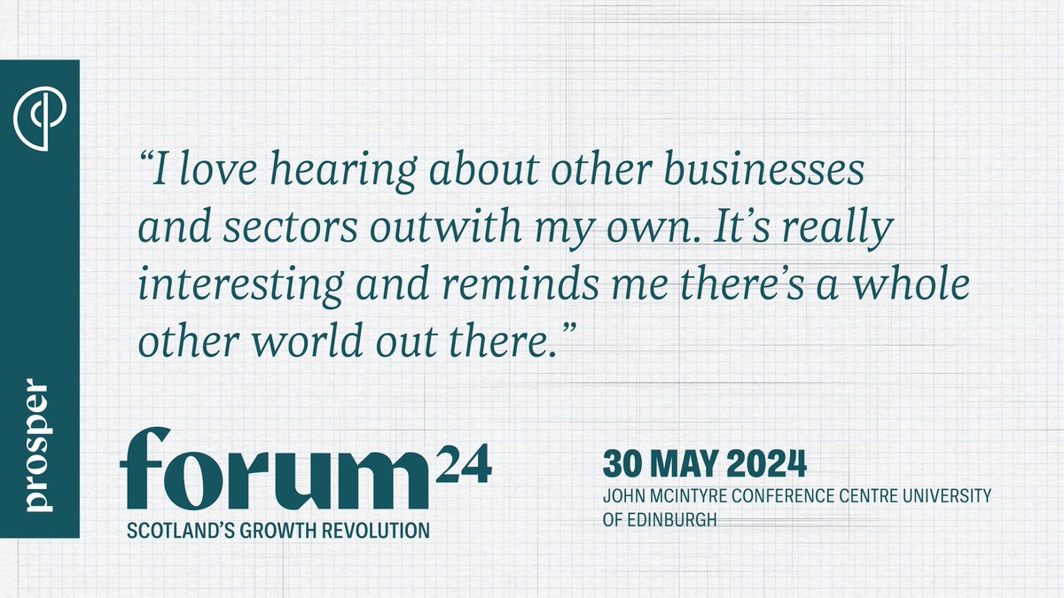 Forum brings together the best minds in the economy to share knowledge and build connections, harnessing our collective resources to make a difference.

Be part of the conversation at #ProsperForum24
prosper.scot/events/forum-2…