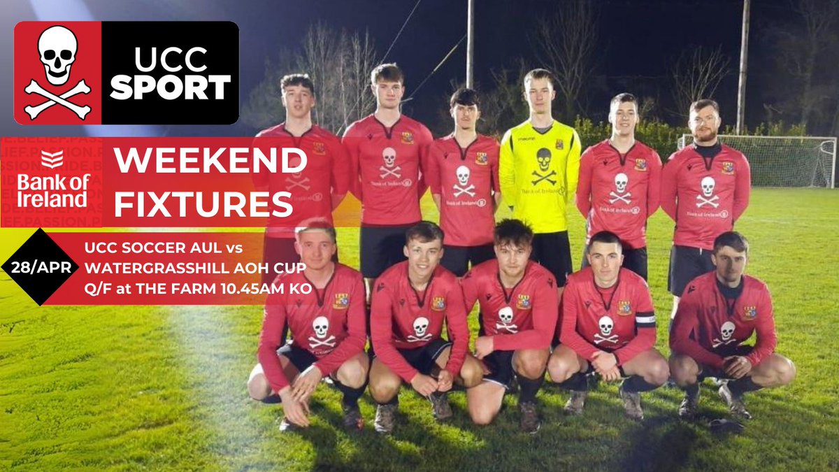 Come out and support UCC Soccer's AUL Team in their Q/F match 10.45am in the Farm this Sunday. #showyoursupport