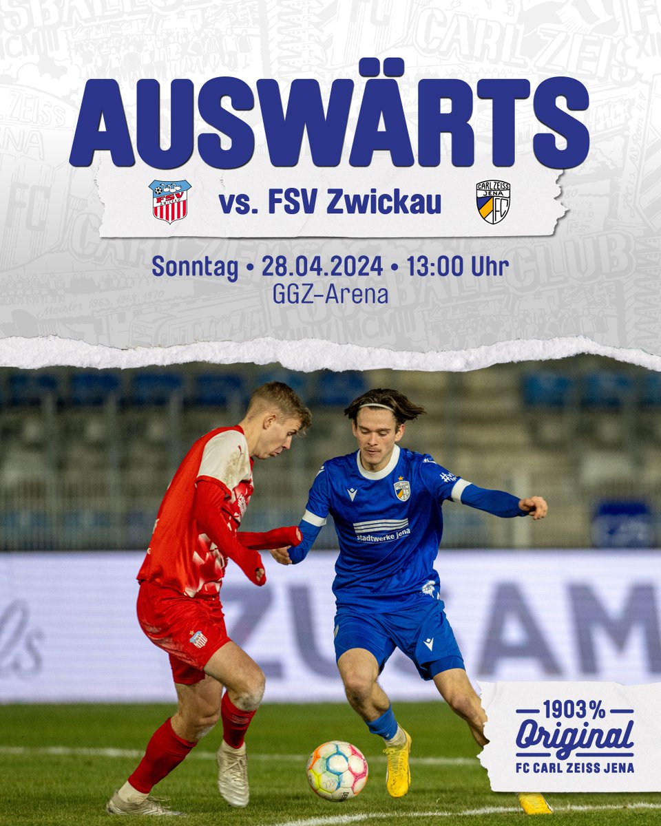 𝐙𝐔 𝐆𝐀𝐒𝐓 𝐈𝐍 𝐖𝐄𝐒𝐓𝐒𝐀𝐂𝐇𝐒𝐄𝐍 Das vorletzte Auswärtsspiel dieser Saison führt unseren FCC am Sonntag zum @FSVZwickau. Anstoß ist 13 Uhr. Zum Vorbericht 📲 tinyurl.com/559684d3 #FCC #MehrAlsFussball #fccarlzeissjena #FSVFCC #regionalliga #regionalliganordost