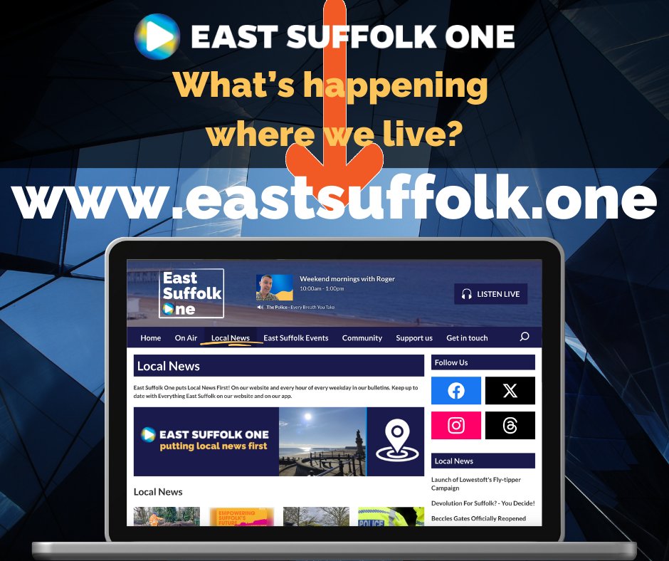 BREAKING! East Suffolk One puts Local News First - take a look at our brand new website or app to find out what's happening where we live. #suffolk #lowestoft #localnews #puttinglocalnewsfirst #southwold #beccles #blythburgh