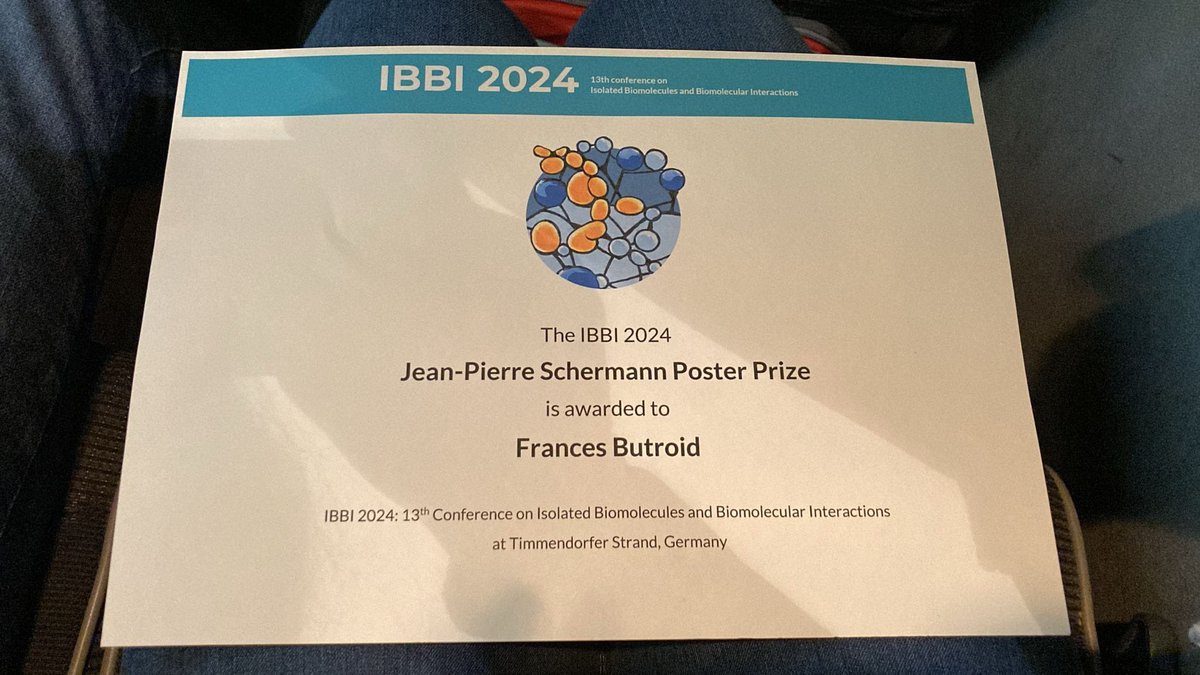 CONGRATS FRANCES 🎉 Our Part II student @fibutroid won the poster prize @IBBI2024 !!! Wahooo @KavliOxford @OxfordChemistry @lmhoxford #Winner #Prize #womeninSTEM