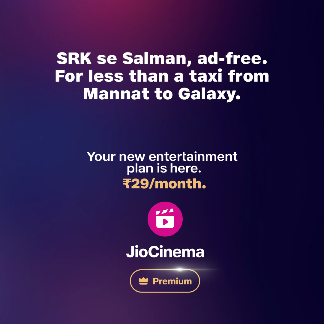 Your Mannat is heard. Meet all the stars from the galaxy! 

JioCinema Premium is here at Rs. 29 per month! 
Exclusive content. Ad-free. Asli 4K. Any device.  

#JioCinemaPremium #JioCinemaKaNayaPlan #JioCinema