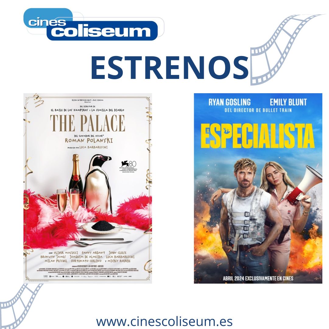 Os presentamos los estrenos de este viernes de Cines Coliseum:

🎥 El especialista
🎥 The Palace 
Consulta toda la cartelera y compra tus entradas online en buff.ly/3PkSuPI

#CinesColiseum #Almansa #Plandeocio