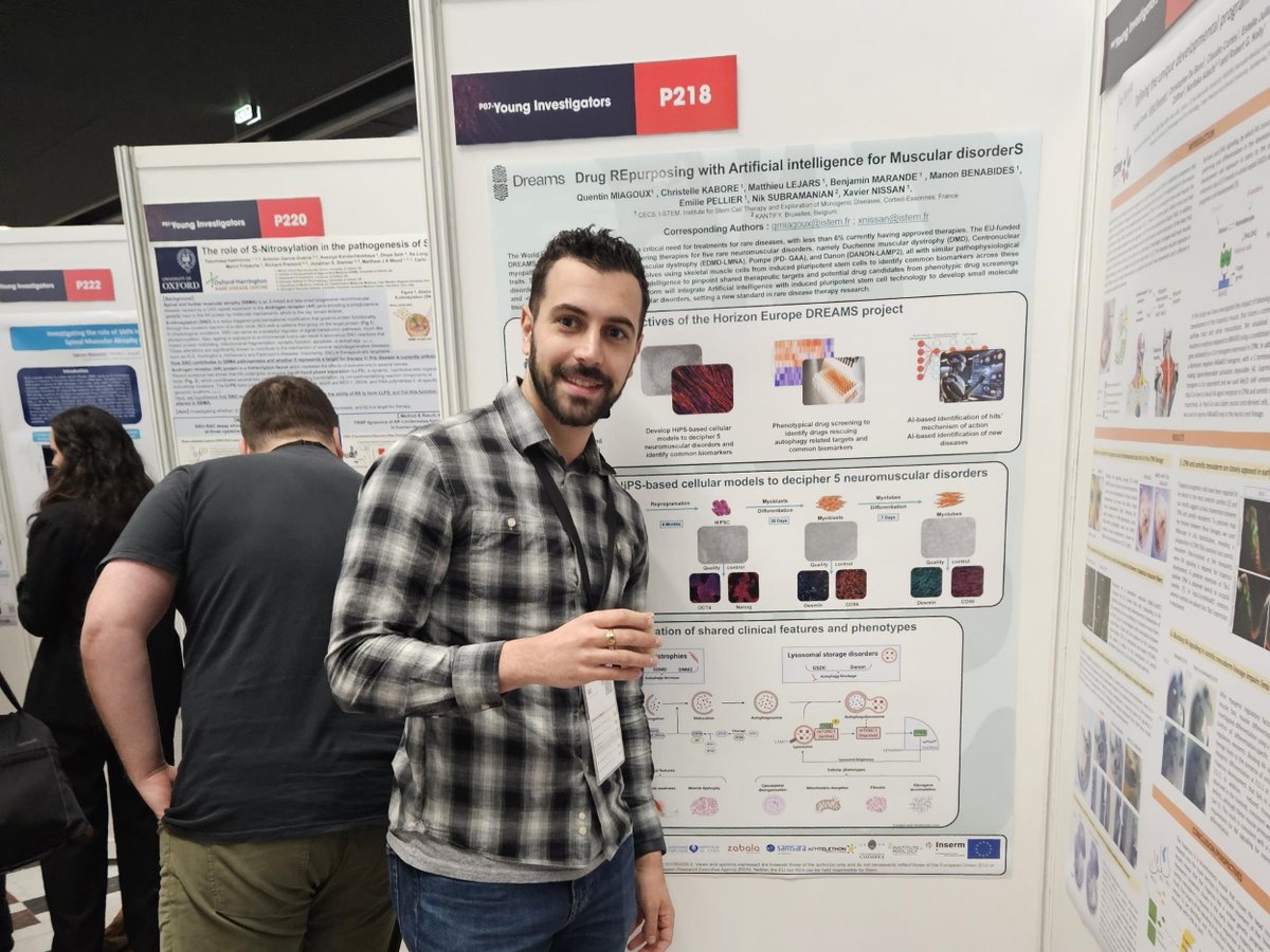 DreamsPjt_EU's tweet image. 🔬 Exciting update! Our team recently presented the DREAMS project at @Myology2024  by @Telethon_France. 

👏A big thank you to our partners @IStemFrance, @Inserm, @Telethon_France, @APHP.

🔍Learn how we&apos;re striving to uncover innovative therapies for rare #NMDs 👉...