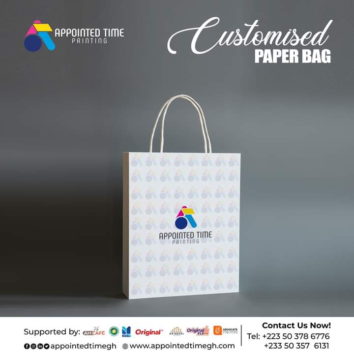 AidooRockson's tweet image. Go green with style! 🌿♻️ Get your customised paper bags from @AppointedTimeGh. Elevate your brand while supporting sustainability. Say no to plastic and yes to eco-friendly packaging! 

 #CustomPaperBags 
#UPSA Jessica Ewurabena Henry Fitz #ViralVideos
