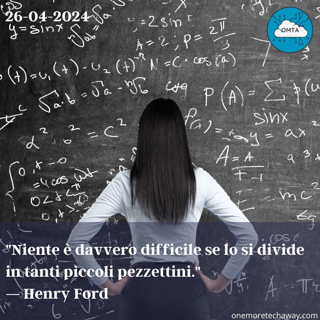 OneMoreTechAway's tweet photo. "Niente è davvero difficile se lo si divide in tanti piccoli pezzettini." — Henry Ford
#onemoretechaway #omta #citazioni #successo #crescita #pensieri #saggezza #mindfulness #frasifamose #consapevolezza #determinazione #HenryFord https://t.co/cRxgutww0N