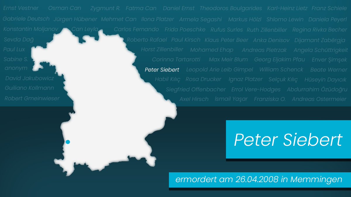 Wir erinnern an Peter Siebert, der am 26.04.2008 von seinem Nachbarn, einem polizeibekannten Neonazi, in Memmingen ermordet wurde. Heute jährt sich die Tat zum 16. Mal. 
#KeinVergessen #RechterTerror #BUDbayern