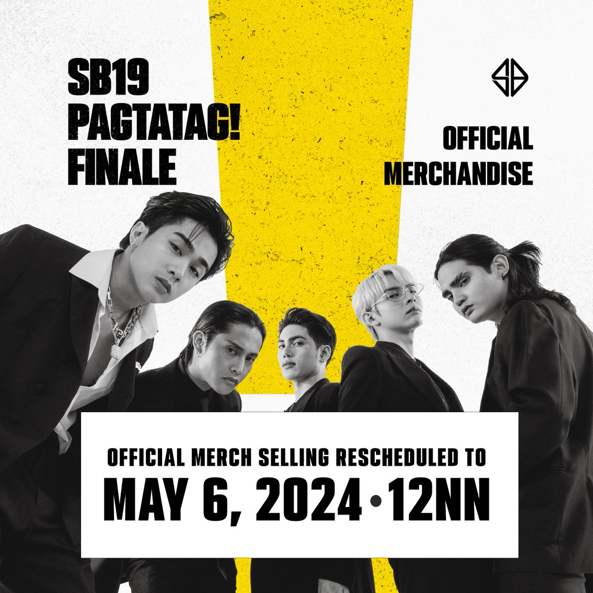 ⚠️ SB19 PAGTATAG! FINALE OFFICIAL MERCH

[Notice]
NEW DATE FOR SELLING:
MAY 6, 2024 | 12NN (PHT)

Due to unforeseen technical difficulties causing a surge in website traffic beyond our expectations, we're rescheduling the merchandise bundle launch. Rest assured, our products are…