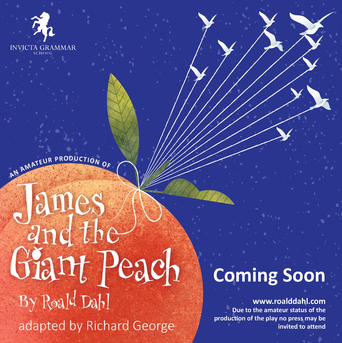 We are proud to announce this year's production will be James and the Giant Peach! 🍑
Rehearsals are underway, and we can't wait to bring this beloved story to life on stage. Keep your eyes peeled as we will be sharing sneak peeks of rehearsals in the coming weeks!
#RoaldDahl