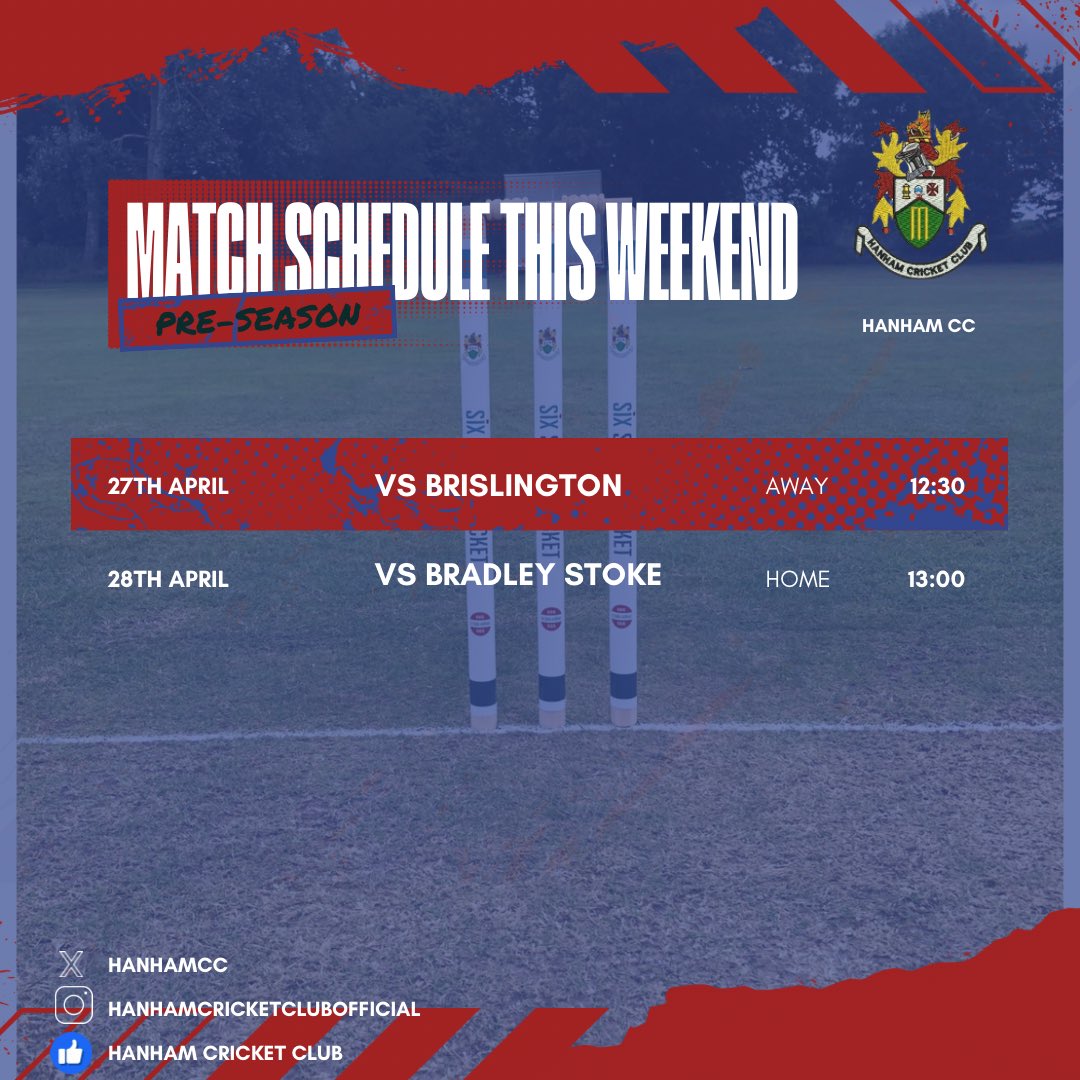 Our second and final weekend of preseason fixtures. With the 2nd XI making the short trip to @BrislingtonCC and the 1st XI hosting Bradley Stoke. ☀️🤝🏏