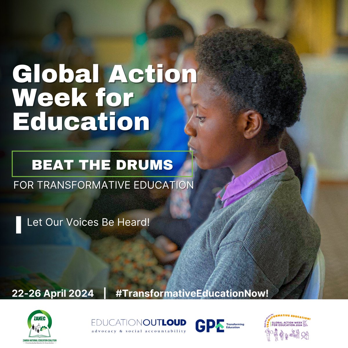 Beat the drums for quality public, transformative education. Let our diverse voices be heard! #TransformativeEducationNow #EducationForAll #NoOneLeftBehind #gawe2024