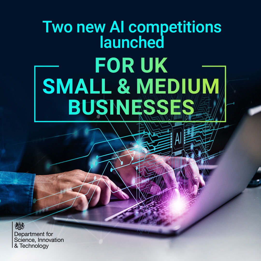 📣 Are you a small or medium business developing AI solutions in agrifood, construction, transport or creative industries?  

You could get a share of £5 million to help progress your innovation. 

Find out more and apply before 8th May: ukri.org/news/7-million…

<a href="/UKRInews/">UKRI</a>