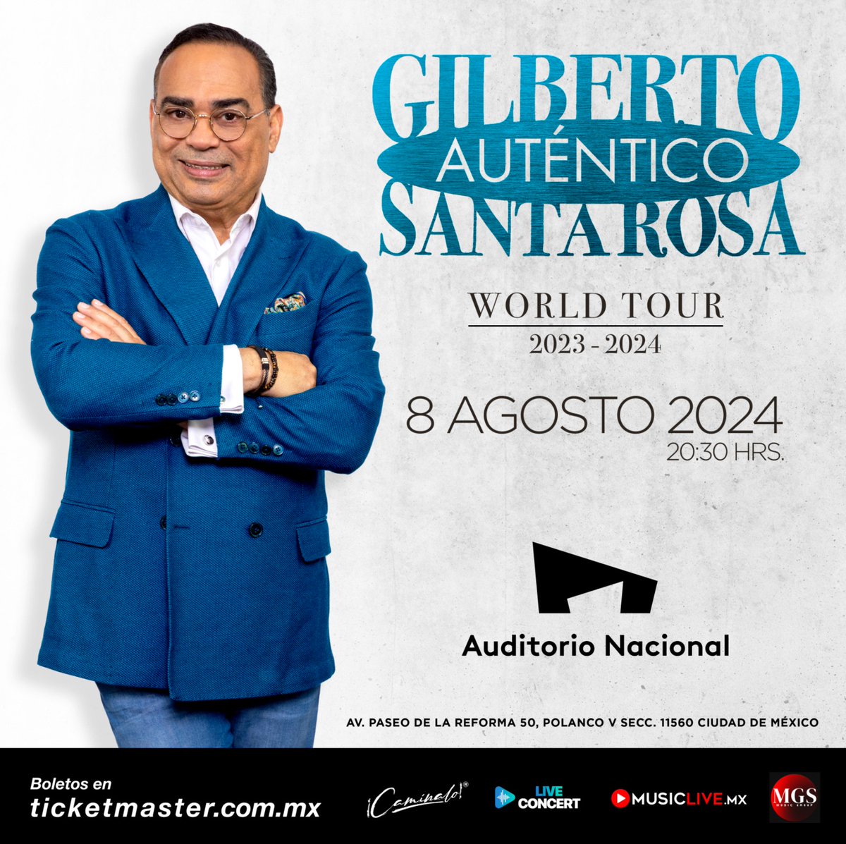 El Auditorio Nacional de la #CDMX se prepara para recibir al ícono de la #salsa, #GilbertoSantaRosa, en una noche que promete ser una celebración de ritmo, pasión y sabor latino. El jueves 8 de agosto. Los fanáticos de la salsa y de la música latina en general están invitados