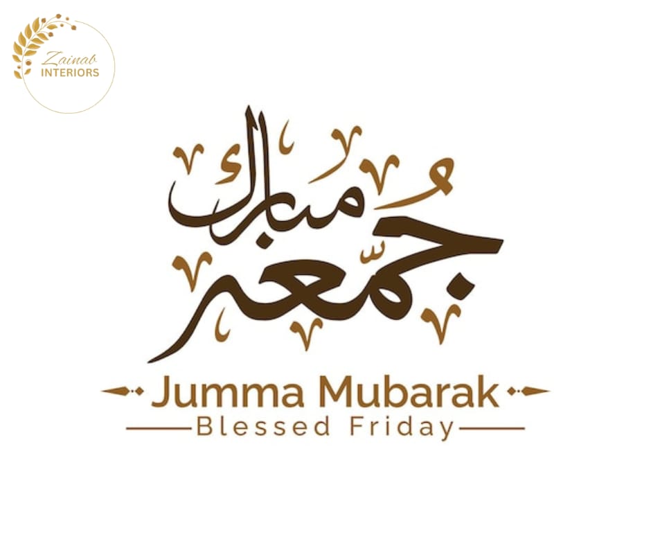 'Jumma Mubarak from Zainab Interiors! 🌙✨ May this blessed day bring peace, prosperity, and happiness to your home and heart. Wishing you a serene and joyful Friday! 🙏 #JummaMubarak #ZainabInteriors #FridayVibes #BlessedDay #HomeBlessings #Pakistan #InteriorDesign #HappyFr