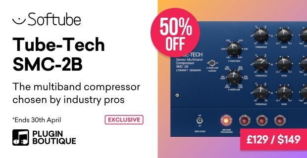 Take advantage of a 50% discount on the Softube Tube-Tech SMC-2B. Offer valid until April 30th.

🔗 pluginboutique.com/product/2-Effe… (affiliate link)

@SoftubeStudios