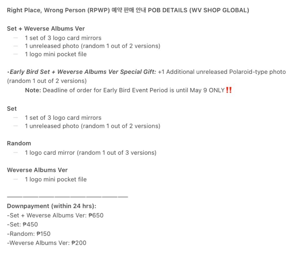 UnnieSeoulPH's tweet photo. WTS LFB| #USPH_GOs

BTS RM 2nd Solo Album ‘Right Place, Wrong Person (RPWP)’

-Set + WV Albums Ver:₱3660
-Set:₱3015
-Random:₱1050
-WV Albums Ver:₱650

✅pob + early bird gift 
✅dp required

Rem bal: Once on hand 
DOO: May 22
🛳️June ETA

Order Here: https://t.co/ejuZ6qG66f https://t.co/5E2Hmh7Jmq