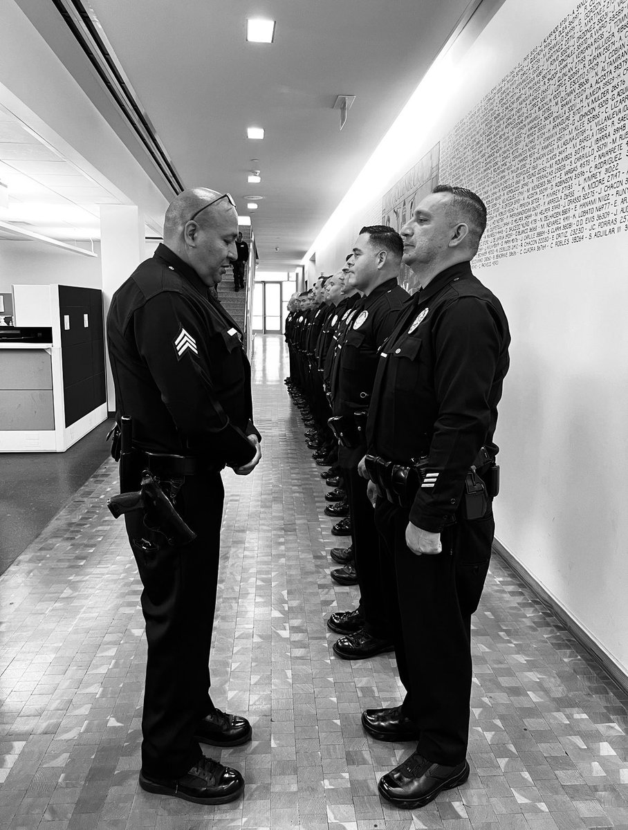 Today, Hollenbeck command attended 6:30 am roll call, to recognize a few promotions and milestones and conducted an inspection of our day watch officers. 

Congratulations to our recently promoted personnel, Sgt II Padilla and Sgt I Villanueva. Thank you Officer Acosta for your