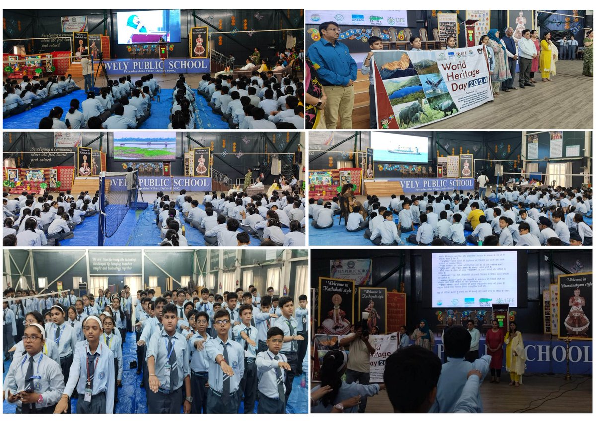 As part of World Heritage Week NMNH New Delhi @moefcc jointly with #wiic2c @wii_india @UNESCO (WII-C2C), Director NMNH addressed the students on mindful tourism and screened documentary films on Natural Heritage 

(1/2)