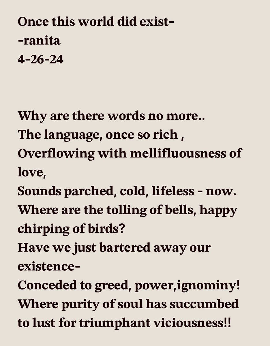 #PoemADay 
#poetrytwitter 
#amwriting 

𝐎𝐧𝐜𝐞 𝐭𝐡𝐢𝐬 𝐰𝐨𝐫𝐥𝐝 𝐝𝐢𝐝 𝐞𝐱𝐢𝐬𝐭-
-𝐫𝐚𝐧𝐢𝐭𝐚
𝟒-𝟐𝟔-𝟐𝟒