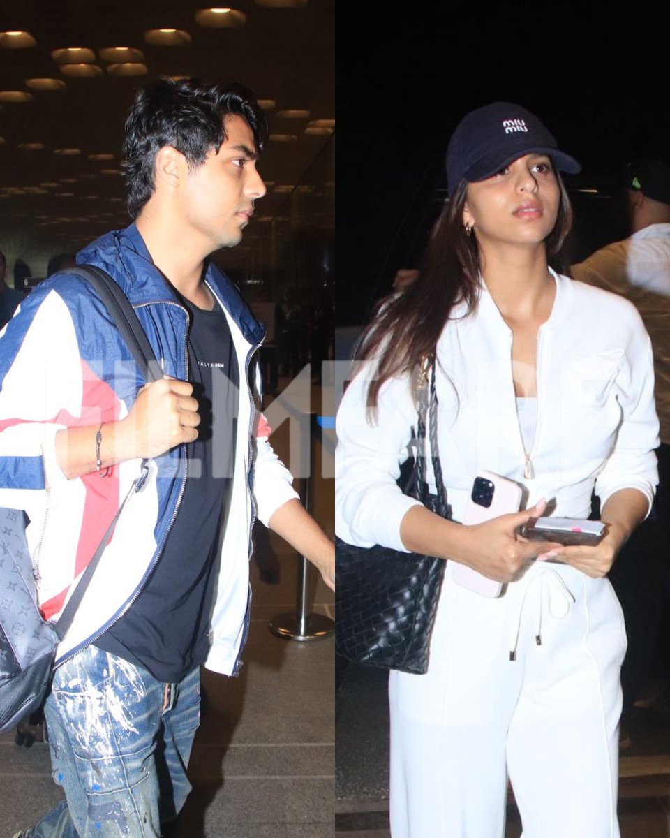 #SuhanaKhan and #AryanKhan get clicked at the airport.✈️💕