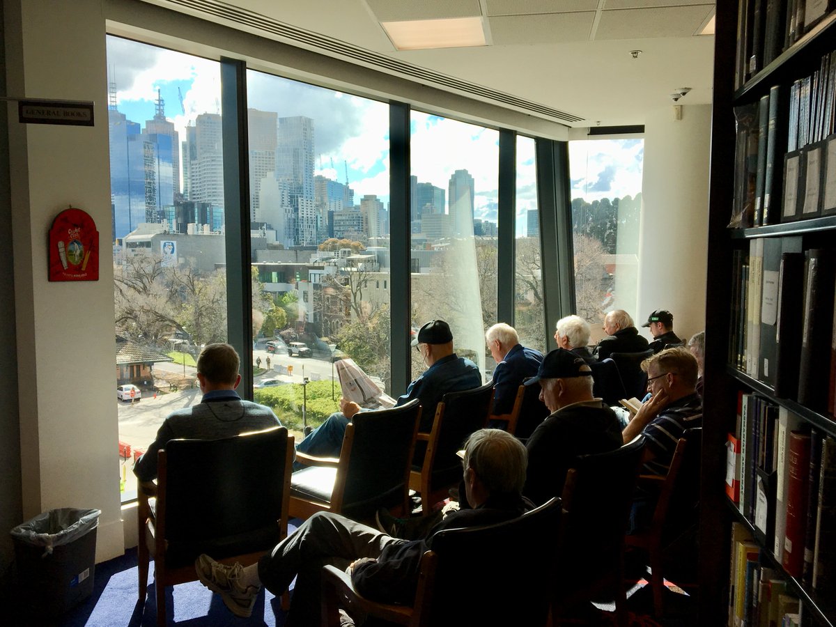 Today we open @MelbCCLibrary 2:30pm for any @MCC_Members (Guests or Media) attending @AFL Rd7 #AFLCatsBlues match @MCG. Visit us on level 3 to collect a fact sheet, or for your relaxation, comfort & enjoyment. We shut at start of 3rd Quarter.