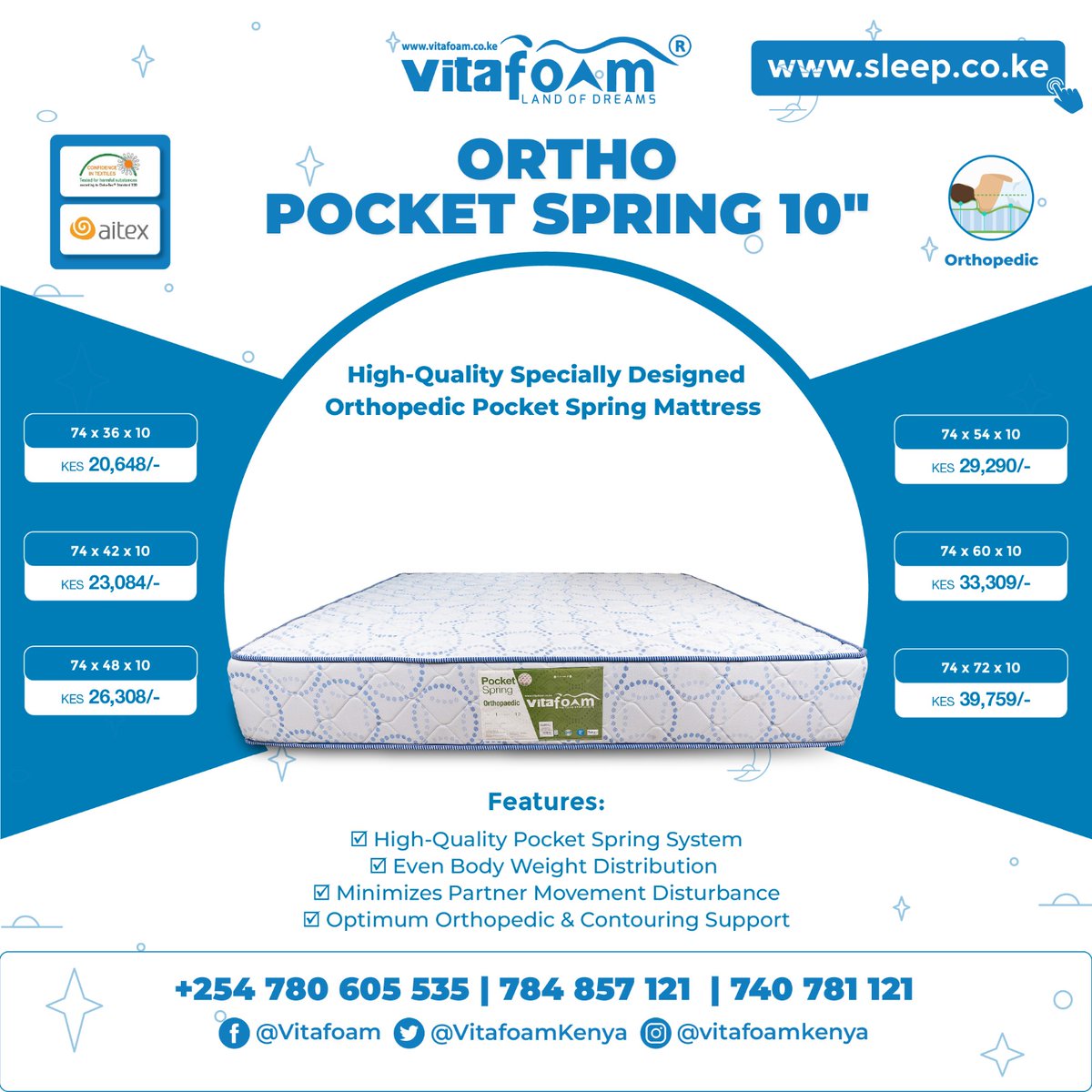 🌟👨‍🔬☁️🌀🛌 Get Higher-Quality Orthopedic Pocket Spring Mattresses At More Affordable Prices Only At Vitafoam® Kenya 🛏️🌀☁️👩‍🔬🌟 ☎ For *Enquiries, *Orders & *Deliveries: +254 780 605 535 | 740 781 121 📍 Sleep Centres: bit.ly/30VqOrf