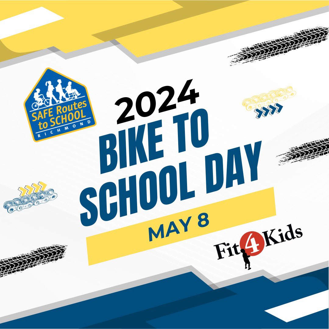 Richmond! May 8 is Bike to School Day! Click here for event details, &amp; a link to register to volunteer: