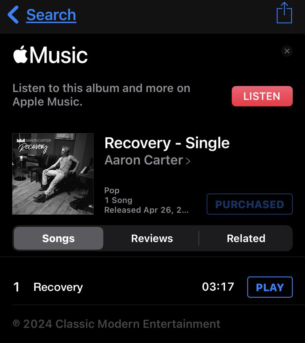 Today is bittersweet—my favorite #AaronCarter song, “Recovery,” is finally released🙌🏼 It has such a strong message✨Aaron always had so much passion & emotion when he sang it. “#Recovery” has helped me thru some tough times & still does. I’m so glad it’s out for the world now💖🎶