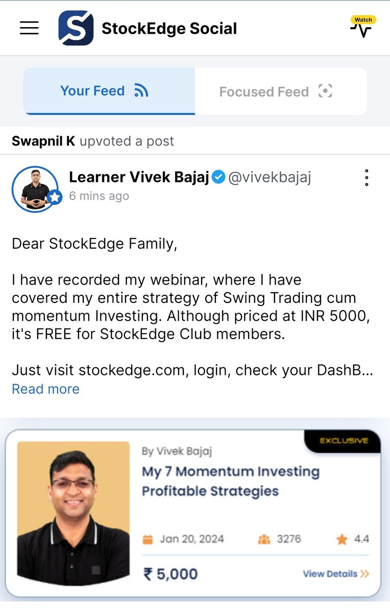 I give my soul to StockEdge Club members. Try us for a year. Become part of this growing family of serious market participants. StockEdge.com/club