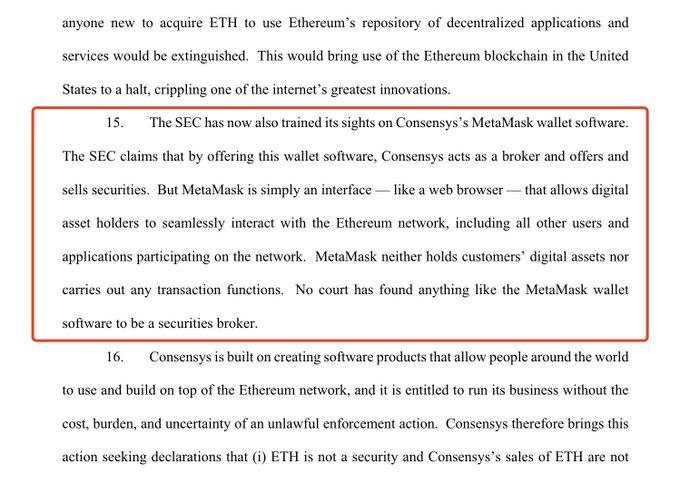 ConsenSys takes a stand! 💥 Filing a lawsuit against the SEC and its  commissioners, aiming to debunk the notion that #Ethereum (#ETH) is a security. 🚀  

Let's protect innovation and clarity in the crypto space! #ConsenSys  #ETH #Crypto