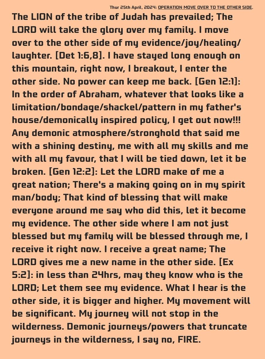 I SEE ME AT THE OTHER SIDE OF MY JOY
WHAT GOD CANNOT DO DOES NOT EXIST!!! 
#NSPPD #7amFirePrayers by #PastorJerryEze #NSPPDWordofknowledge #welovepastorjerry  #pray #NSPPDIS4 25th April 2024