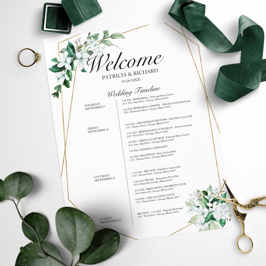 🌿✨ Planning your dream greenery wedding has never been easier! 💌👰🤵 Check out our weekend schedule template to ensure every moment of your special day is picture perfect! 🌸💍#weddingplanning💒 zazzle.com/4_days_wedding…