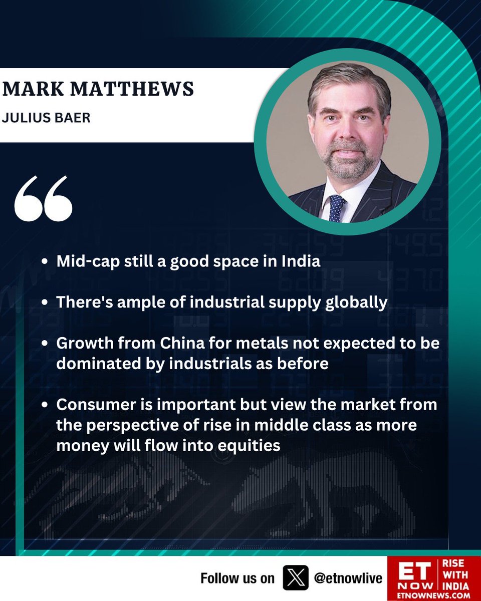 #OnETNOW | 'Do not anticipate big fall due to elections in India; unless there's very unexpected outcome,' says Mark Matthews of Julius Baer

@juliusbaer