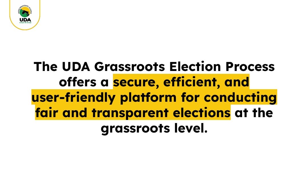 UDA Grassroot Elections process offers secure , efficient and user friendly platform for conducting free and transparent elections at grassroot level. Dispatch to homabay #UDAGrassrootPolls