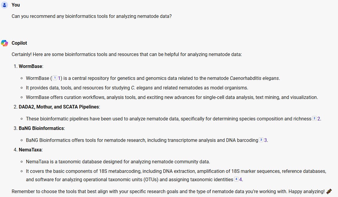 Bioinformatics tools for analyzing nematode data