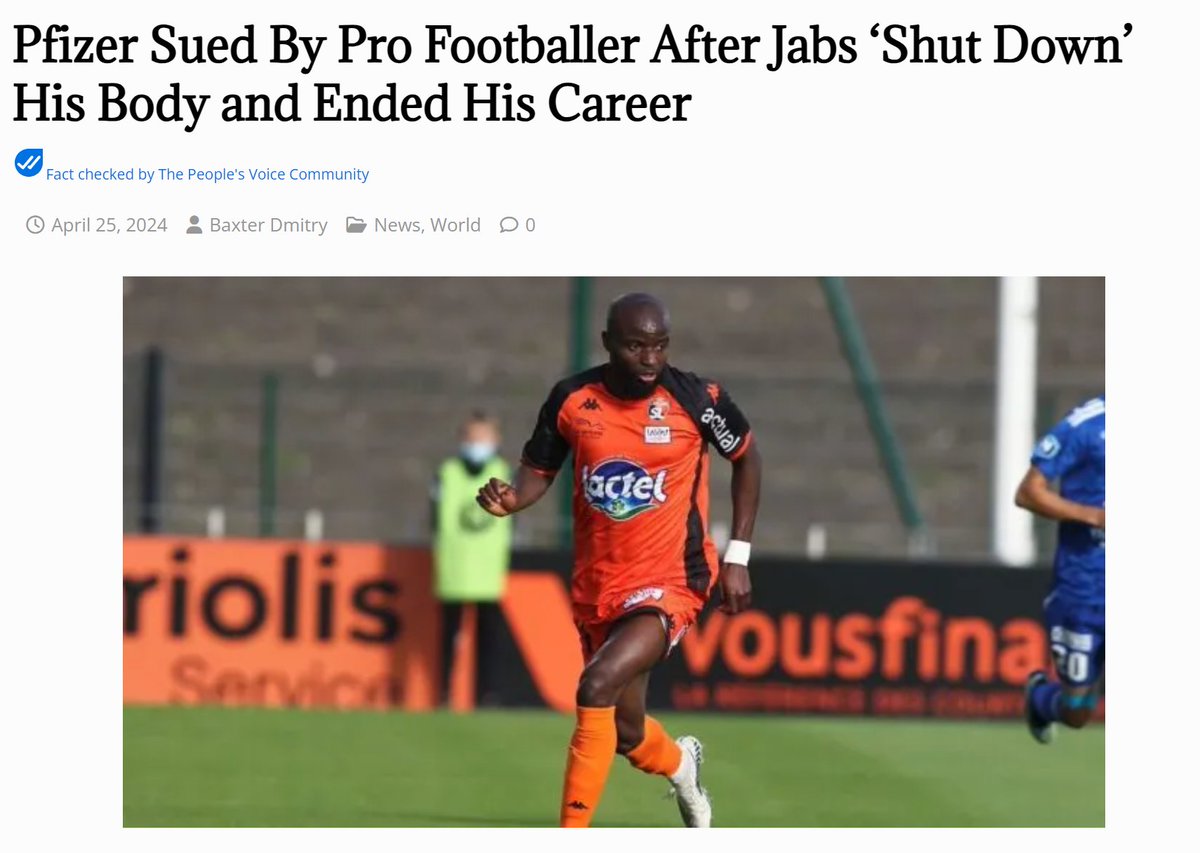 Fully vaccinated professional soccer player François-Xavier Fumu Tamuzo was forced to end his career prematurely in April following what he describes as “devastating vaccine injuries.” The former Stade Lavallois player in France is now taking Pfizer and BioNTech to court,