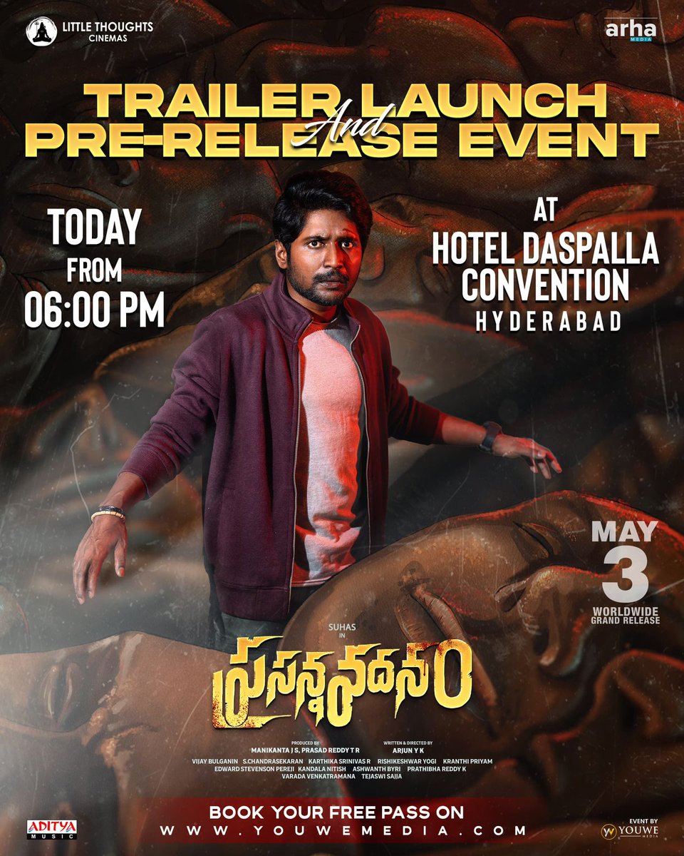 #PrasannaVadhanam Trailer Launch at the Grand Pre-Release Event Today @ 6PM 📍Daspalla Convention, HYD Book your free 🎟️ at youwemedia.com