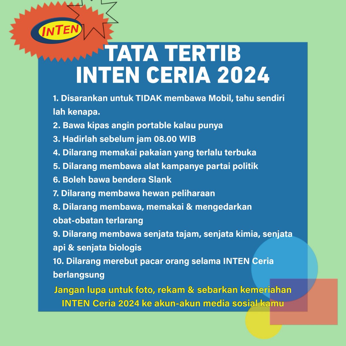 guhventus's tweet photo. Susunan Acara &amp; Tata Tertib INTEN CERIA 2024 cabang Fatmawati

Sukses Fatmawati Untuk Prosus INTEN INDONESIA 🇮🇩 https://t.co/odwrmlYSc7
