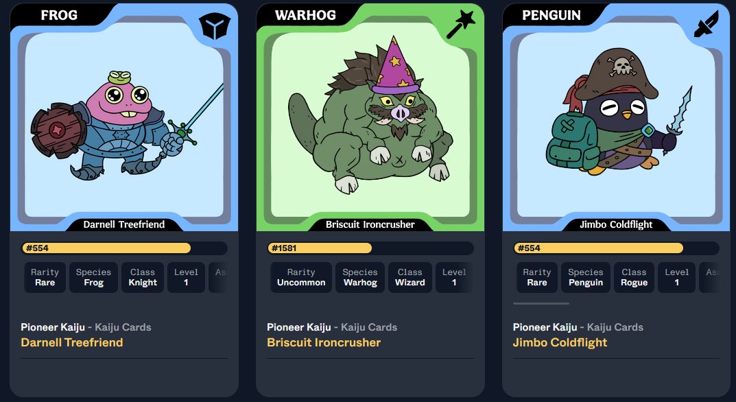 🔥🔥😱😱 ***Giveaway Alert*** 😱😱🔥🔥

Follow <a href="/KaijuCards/">KAIJU CARDS ⚔️</a>, <a href="/kaijumike_/">Mike</a> and myself!

♻️ and ❤️ this!

Comment and tag 2 #Web3gaming frens!

Win a complete #KaijuCards team!

Game is partnered with <a href="/Treasure_DAO/">Treasure</a> and has a..

#PlaytoAirdrop ongoing!

Join discord for daily updates!